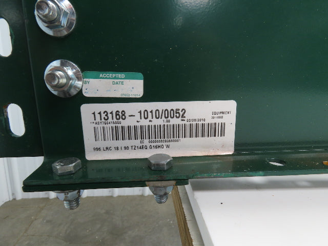 Roach 90° Curve Accumulation Roller Conveyor 18"W 16"BF V-Belt Slave Drive