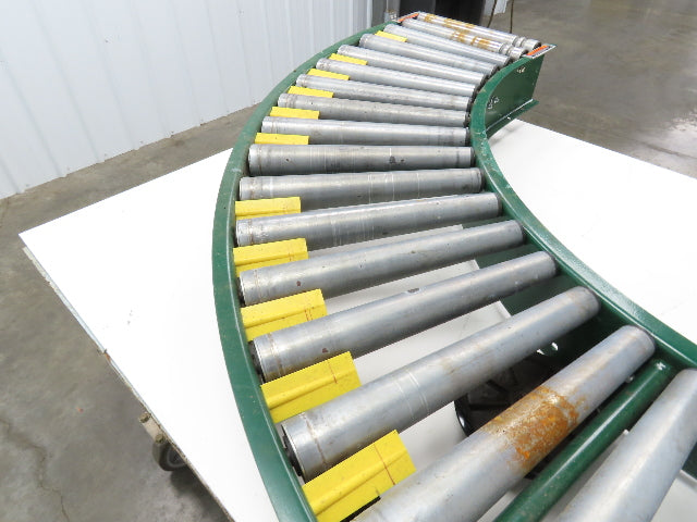 Roach 90° Curve Accumulation Roller Conveyor 18"W 16"BF V-Belt Slave Drive
