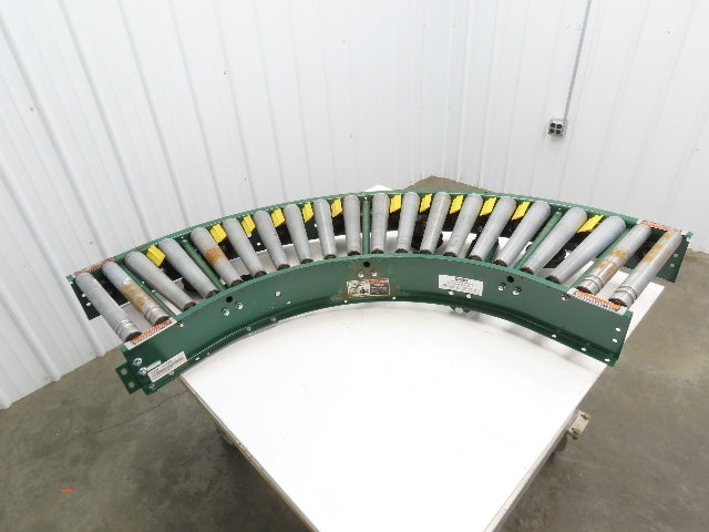 Roach 90° Curve Accumulation Roller Conveyor 18"W 16"BF V-Belt Slave Drive