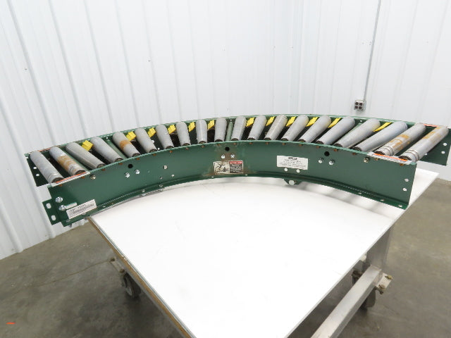 Roach 90° Curve Accumulation Roller Conveyor 18"W 16"BF V-Belt Slave Drive
