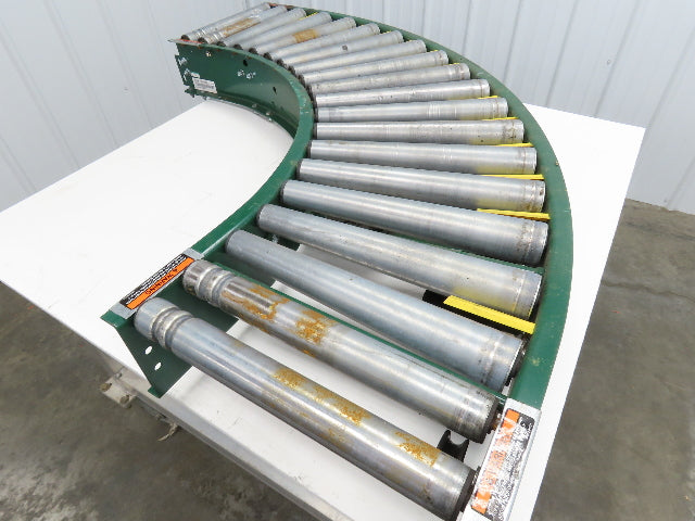 Roach 90° Curve Accumulation Roller Conveyor 18"W 16"BF V-Belt Slave Drive