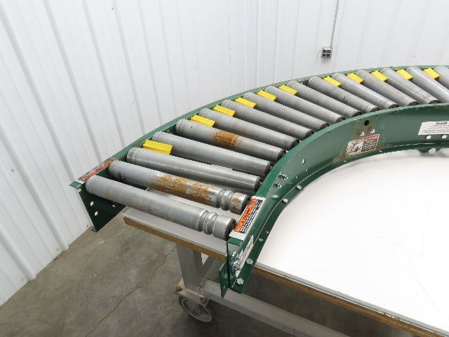 Roach 90° Curve Accumulation Roller Conveyor 18"W 16"BF V-Belt Slave Drive