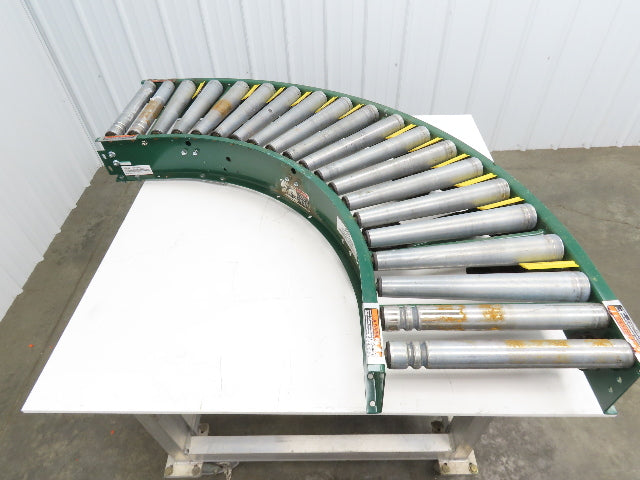 Roach 90° Curve Accumulation Roller Conveyor 18"W 16"BF V-Belt Slave Drive