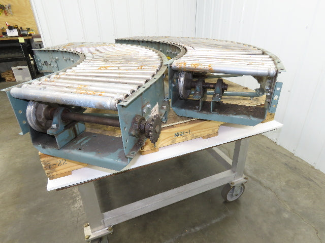 Hytrol 90° Curve Roller Conveyor 18"W 16"BF V-Belt Slave Drive 1-3/8" Roller