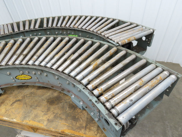 Hytrol 90° Curve Roller Conveyor 18"W 16"BF V-Belt Slave Drive 1-3/8" Roller