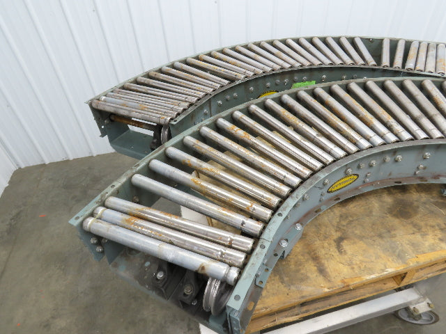 Hytrol 90° Curve Roller Conveyor 18"W 16"BF V-Belt Slave Drive 1-3/8" Roller
