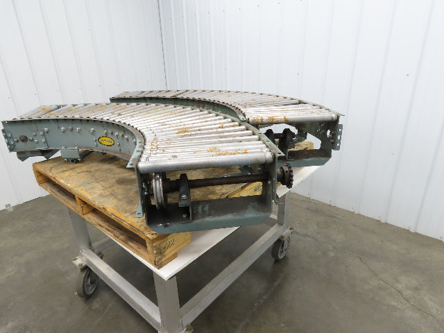Hytrol 90° Curve Roller Conveyor 18"W 16"BF V-Belt Slave Drive 1-3/8" Roller