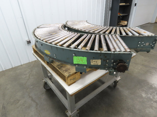 Hytrol 90° Curve Roller Conveyor 18"W 16"BF V-Belt Slave Drive 1-3/8" Roller