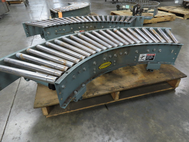 Hytrol 90° Curve Roller Conveyor 18"W 16"BF V-Belt Slave Drive 1-3/8" Roller