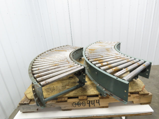 Hytrol 90° Curve Roller Conveyor 18"W 16"BF V-Belt Slave Drive 1-3/8" Roller