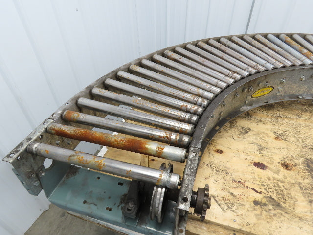Hytrol 90° Curve Roller Conveyor 18"W 16"BF V-Belt Slave Drive 1-3/8" Roller