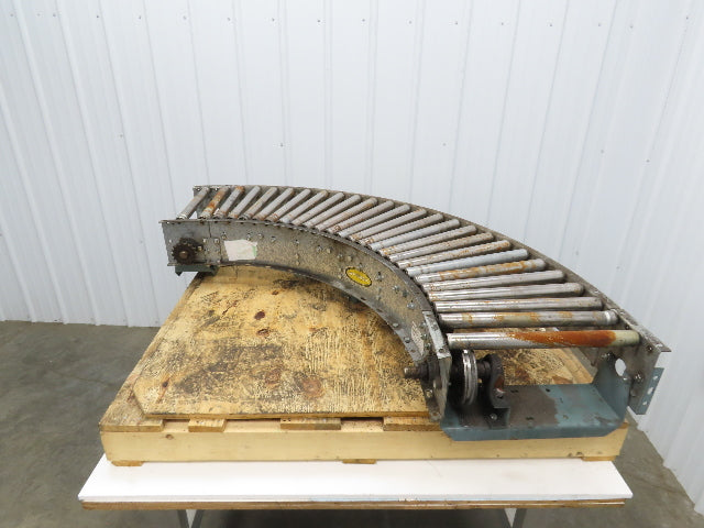 Hytrol 90° Curve Roller Conveyor 18"W 16"BF V-Belt Slave Drive 1-3/8" Roller