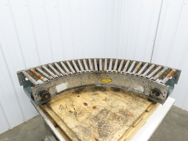 Hytrol 90° Curve Roller Conveyor 18"W 16"BF V-Belt Slave Drive 1-3/8" Roller