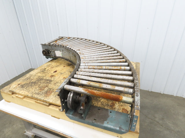 Hytrol 90° Curve Roller Conveyor 18"W 16"BF V-Belt Slave Drive 1-3/8" Roller