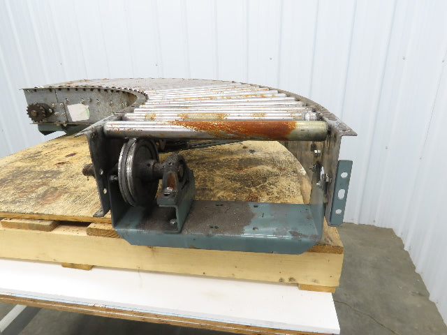 Hytrol 90° Curve Roller Conveyor 18"W 16"BF V-Belt Slave Drive 1-3/8" Roller