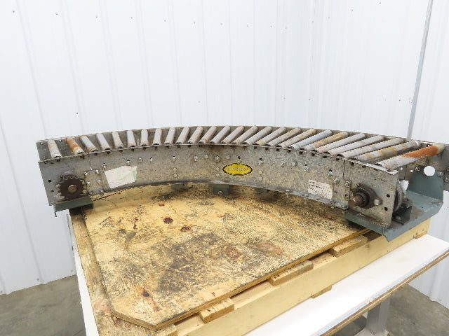 Hytrol 90° Curve Roller Conveyor 18"W 16"BF V-Belt Slave Drive 1-3/8" Roller