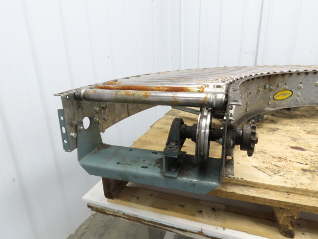 Hytrol 90° Curve Roller Conveyor 18"W 16"BF V-Belt Slave Drive 1-3/8" Roller