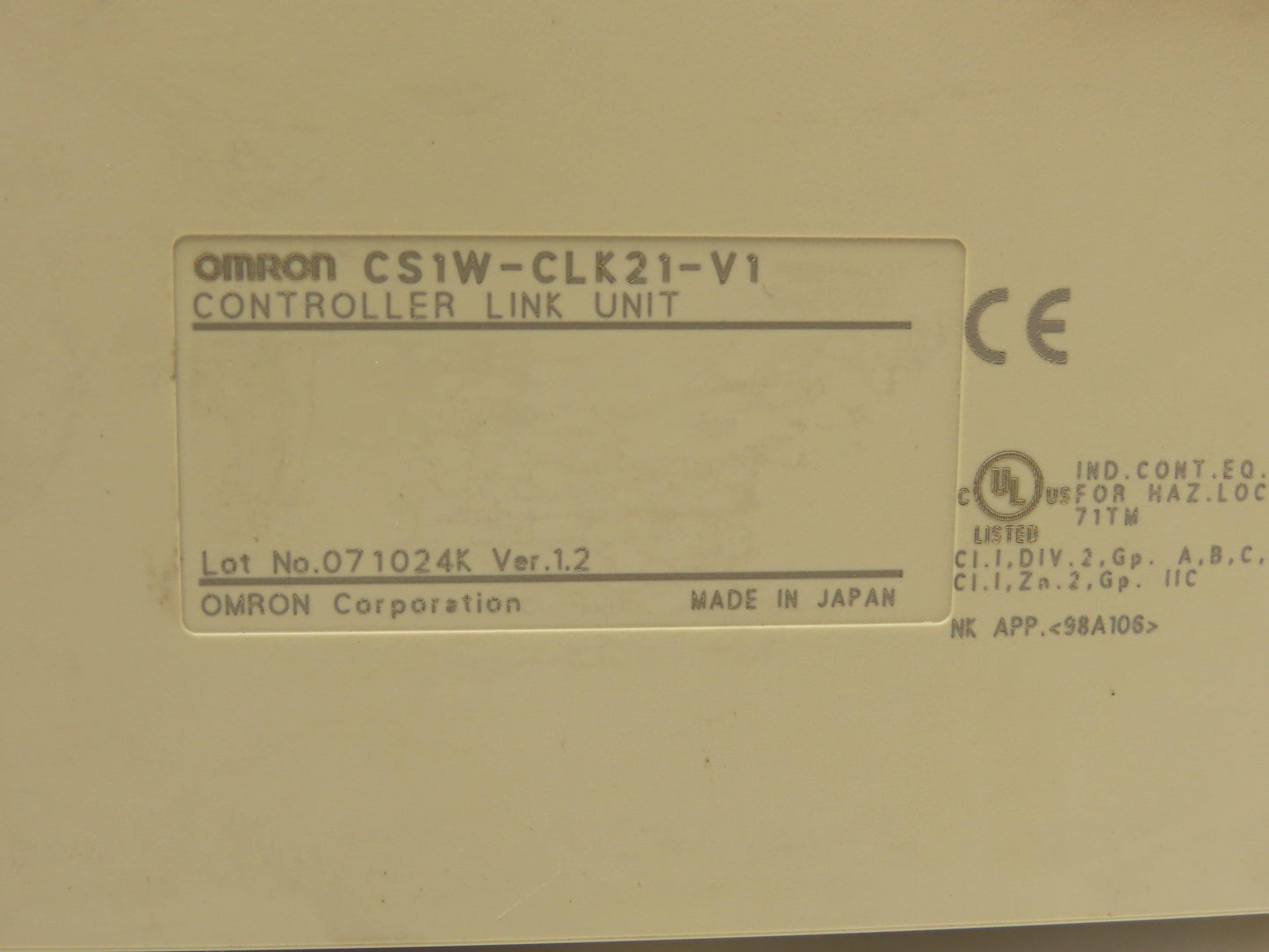 Omron CS1W-CLK21-V1 Controller Link Unit Version 1.2 Lot of 3