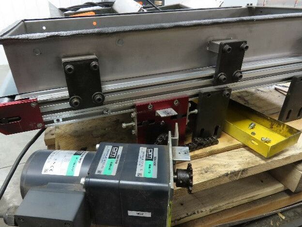 NKE 12"x 33" Small Parts Conveyor Low Profile Flat Belt Slow Feed 220V 1FPM