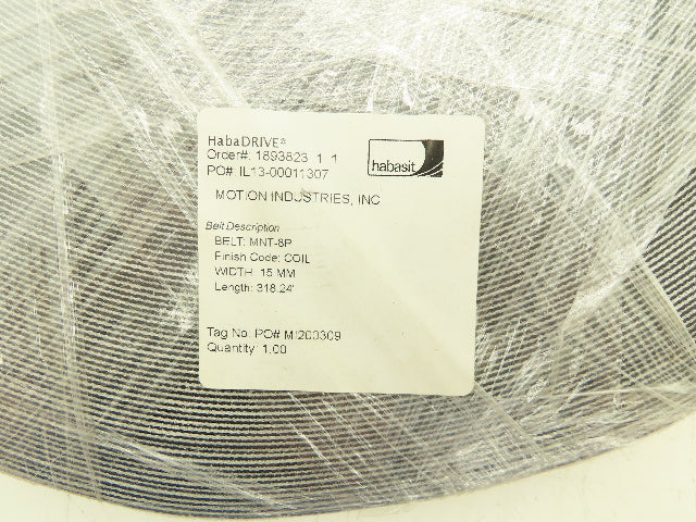 Habasit MNT-8P-15 Flat Conveyor Belt 15mm x 318' White Fabric Machine Tape