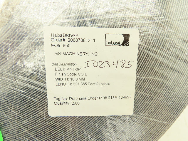 Habasit MNT-8P-16 Flat Conveyor Belt 16mm x 331' White Fabric Machine Tape