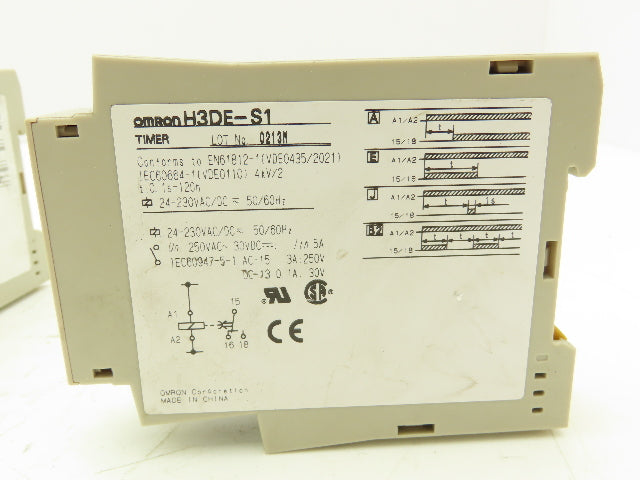 Omron H3DE-S1 Timer 0.1 Second to 120 Hour 24-230VAC/DC Lot of 2