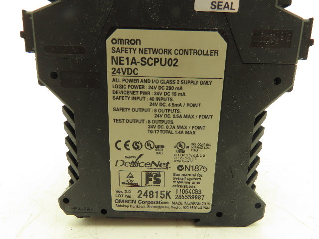 Omron NE1ASCPU02 NE1A-SCPU02 Safety Network Controller 24VDC