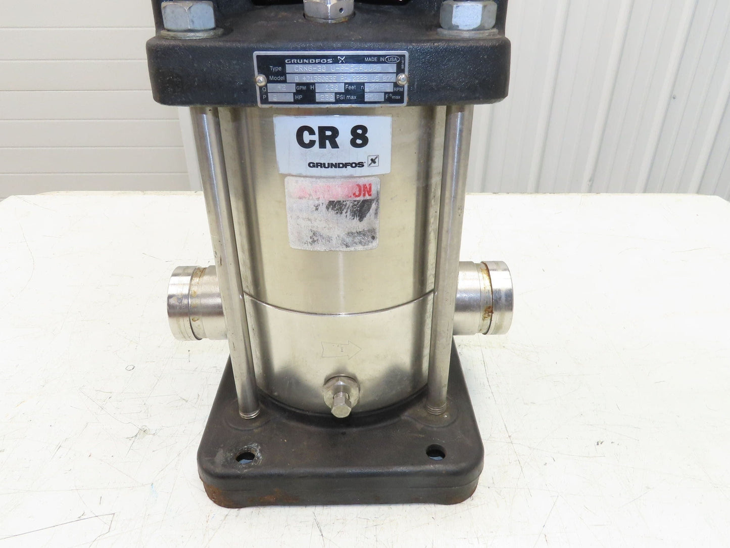 Grundfos CRN8-30 U-P-G-AUUE Vertical Centrifugal Pump 2" 42 GPM 3Hp 230/460V 3PH