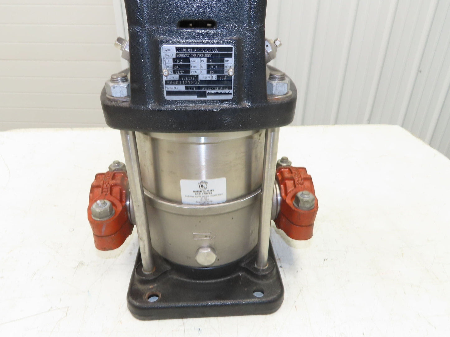 Grundfos CRN10-03 A-P-G-E-HQQE Vertical Centrifugal Pump 2" 56 GPM 3Hp 460V 3PH