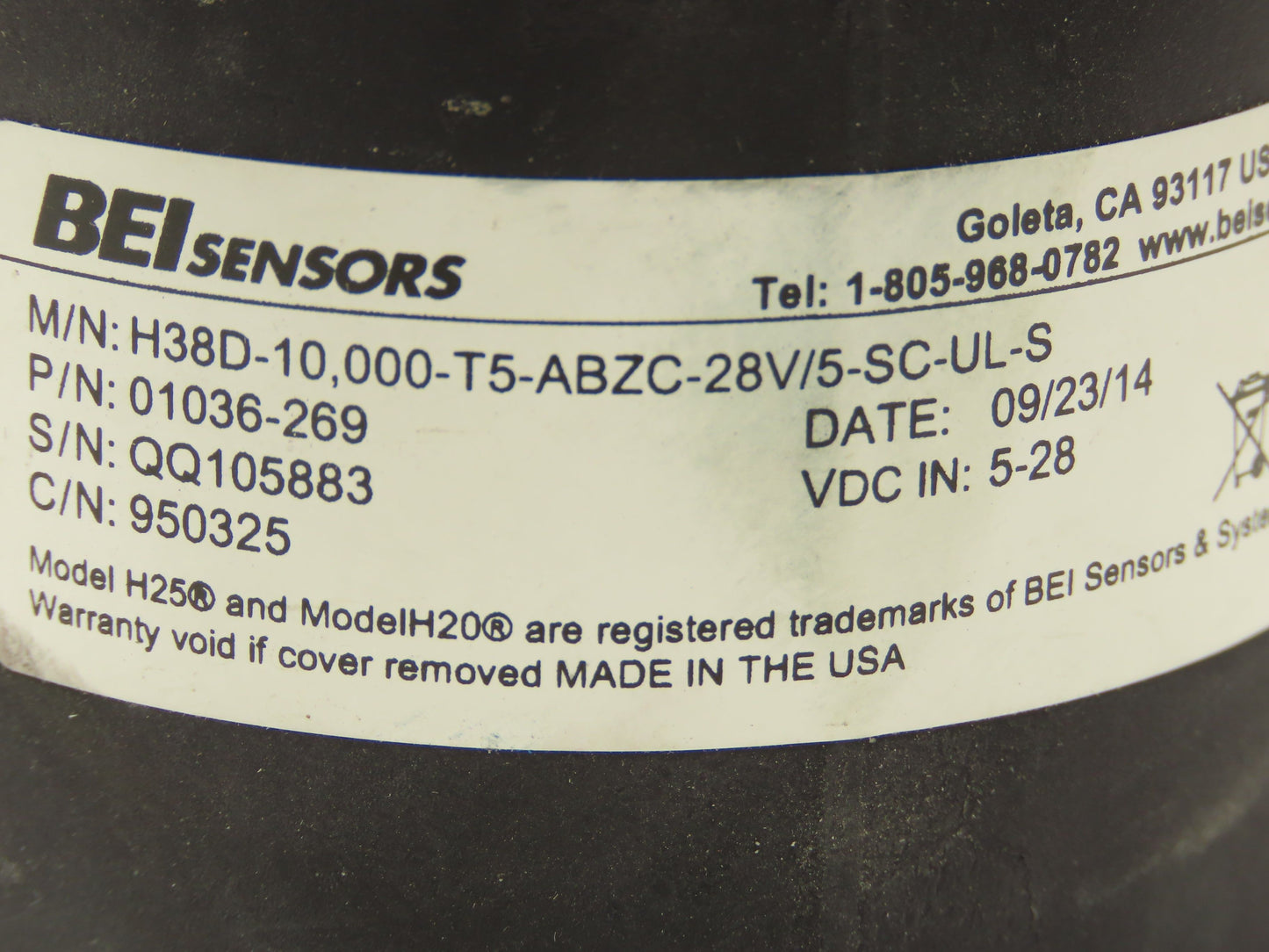 BEISensors H38D-10,000-T5-ABZC-28V/5-SC-UL-S Explosion Proof Incremental Encoder