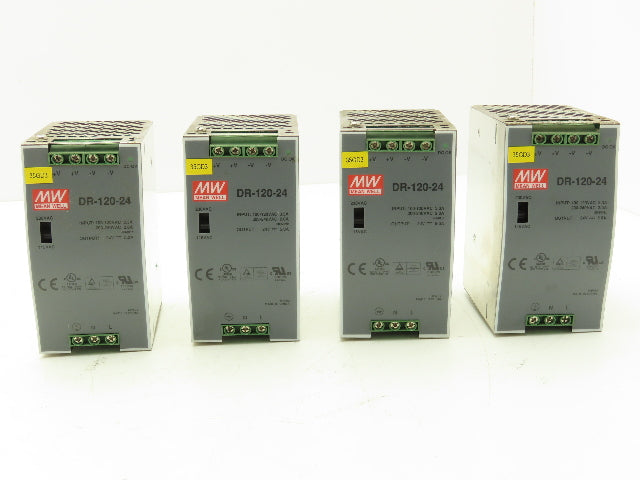 Mean Well DR-120-24 Power Supply 1PH 120VAC 3.3A/240VAC 2A In 24VDC 5A Lot of 4
