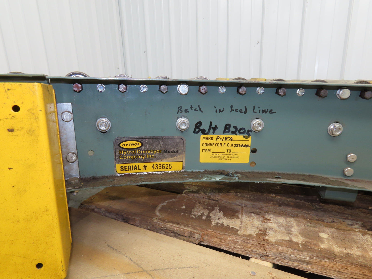 Hytrol 90° Curve Accumulation Roller Conveyor 24"W 21"BF Slave Belt Drive 9' 6"