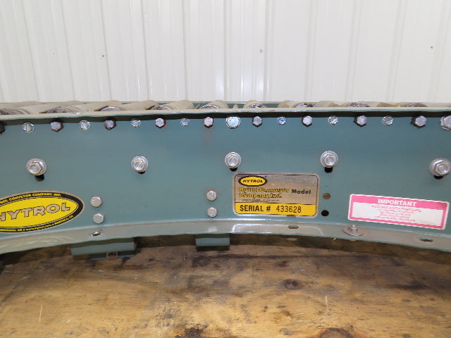 Hytrol 90° Curve Accumulation Roller Conveyor 24"W 21"BF Slave Belt Drive 96"L