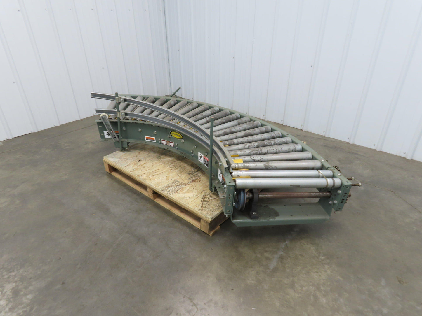 Hytrol 90° Curve Accumulation Roller Conveyor 24"W 21"BF Slave Belt Drive 82"L