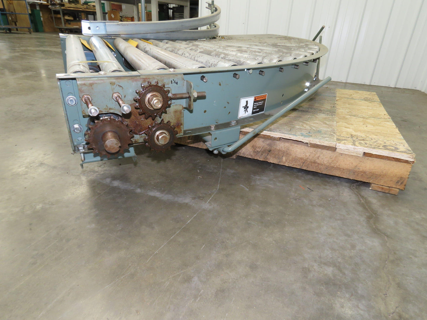 Hytrol 90° Curve Accumulation Roller Conveyor 24"W 21"BF Slave Belt Drive 82"L