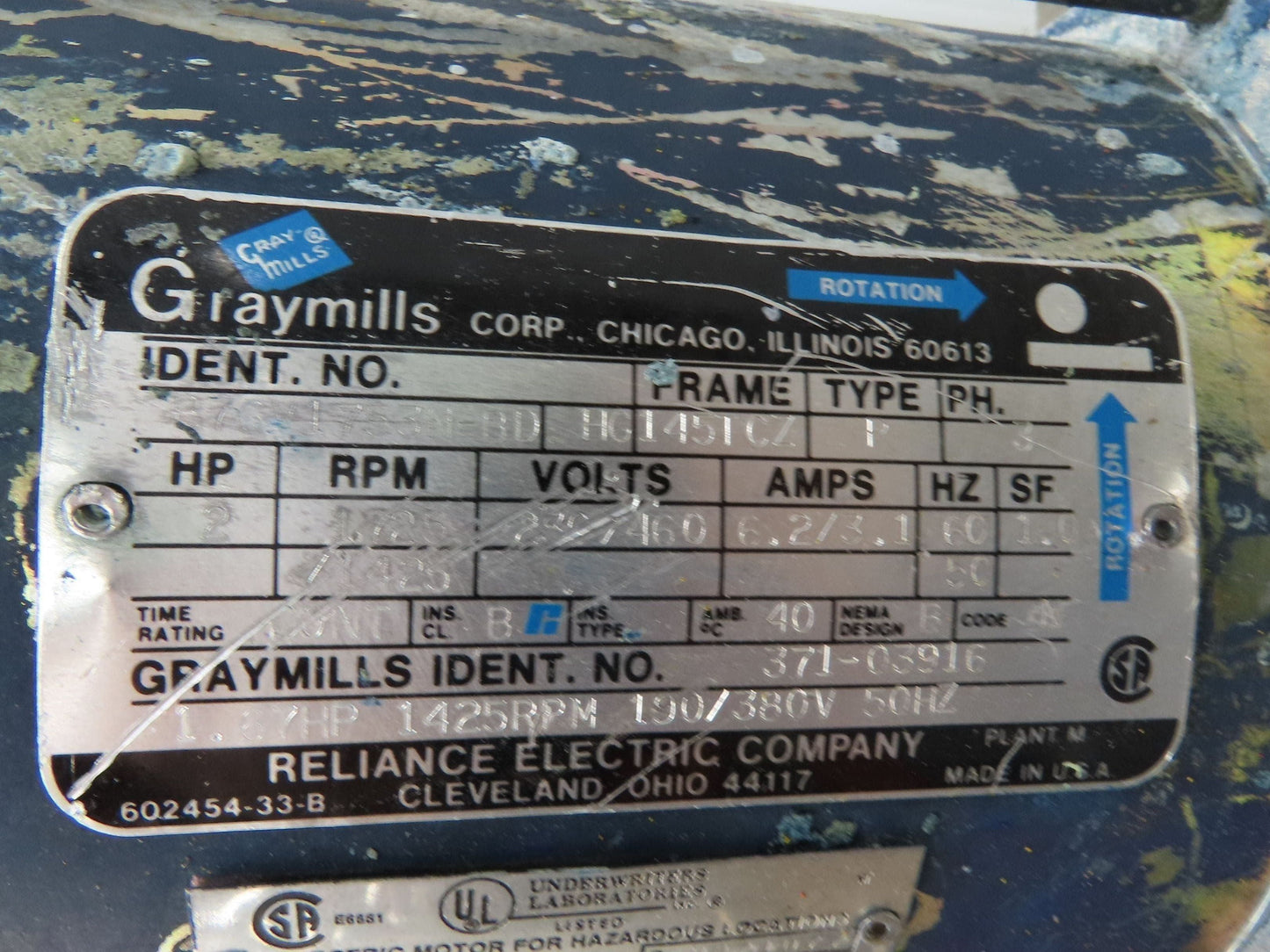 Graymills Superflo Agitator 1.5" Vertical Immersion Ink Tank Pump 2Hp 460V 3PH