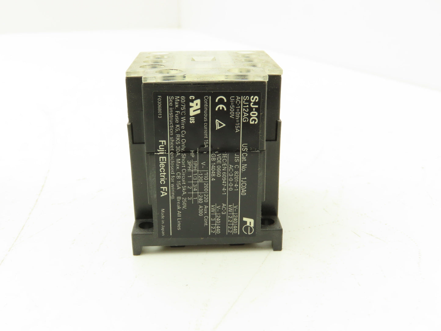 Fuji Electric SJ-0G Magnetic Contactor 24VDC Coil 1NO 3PH 240VAC 3HP Lot of 6