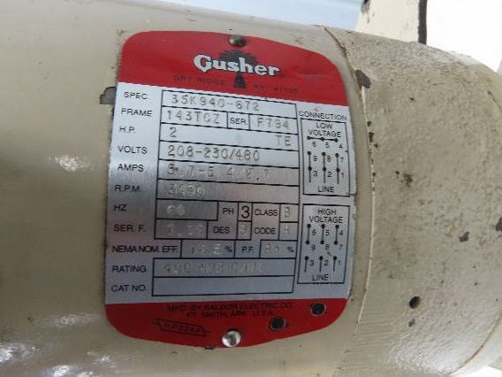 Gusher 11023A-XL Vertical Immersion Coolant Pump 2Hp 460V 3PH 1.5" NPT