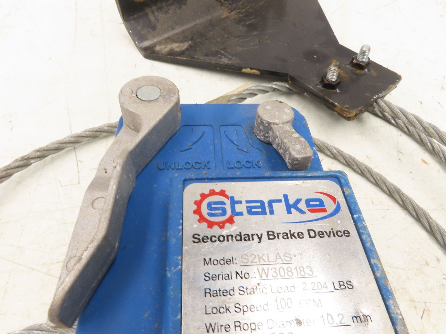 Starke S2KLAS Overspeed Secondary Brake Device 2204lb 100FPM Scaffold Protection