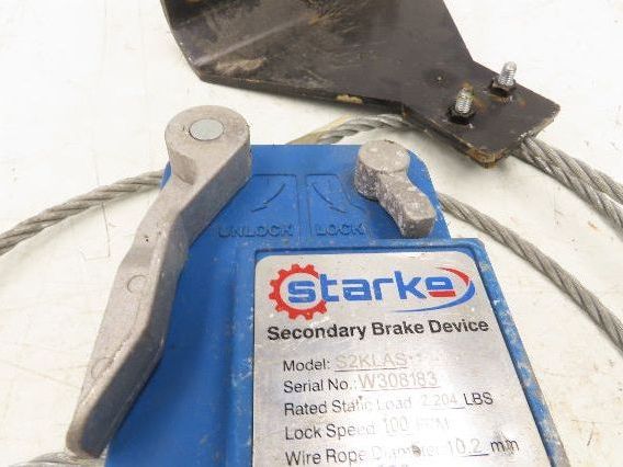Starke S2KLAS Overspeed Secondary Brake Device 2204lb 100FPM Scaffold Protection