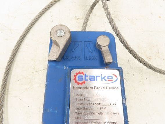 Starke S2KLAS Overspeed Secondary Brake Device 2204lb 100FPM Scaffold Protection