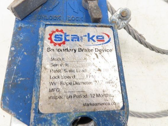 Starke S2KLAS Overspeed Secondary Brake Device 2204lb 100FPM Scaffold Protection