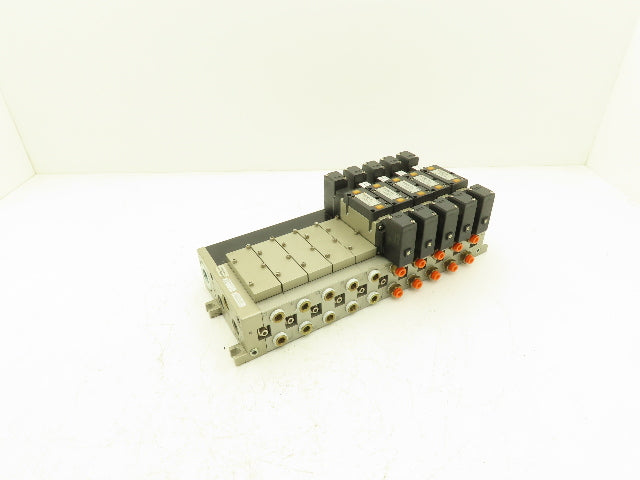 SMC NVV5FS3-01T-101 10-Station Pneumatic Solenoid Valve Manifold NVFS3300-5FZ