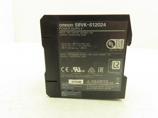 Omron S8VK-S12024 Power Supply AC/DC 100-240V/90-350V 1.6A/1.7A In 24VDC 5A Out
