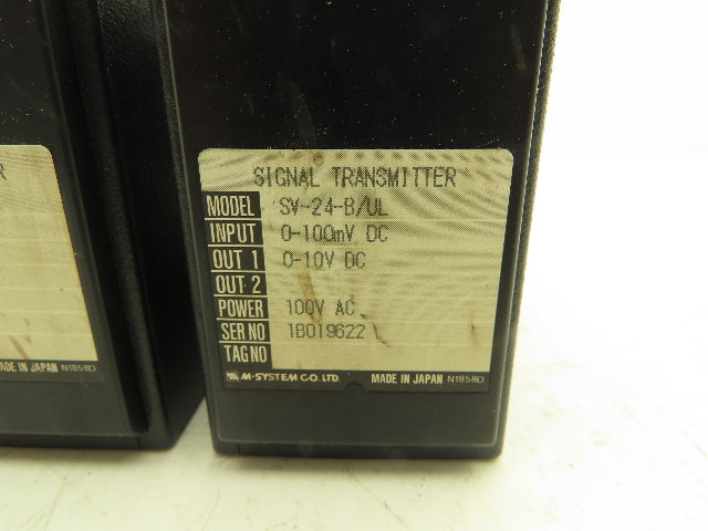 M-System SV-24-B/UL Signal Transmitter 0-100mVDC In 0-10VDC Out Lot of 3