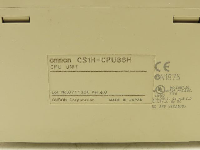 Omron CS1H-CPU66H Programmable Controller CPU Unit Version 4.0