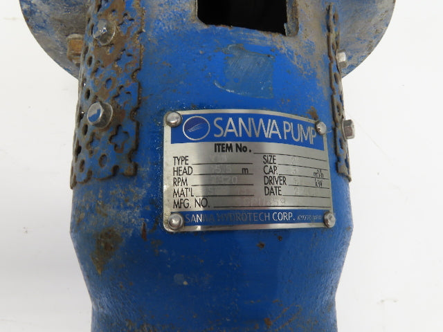 Sanwa VM 25 Stainless Centrifugal Pump 1" Flanged 2Hp 460V 13 GPM Ext Shaft