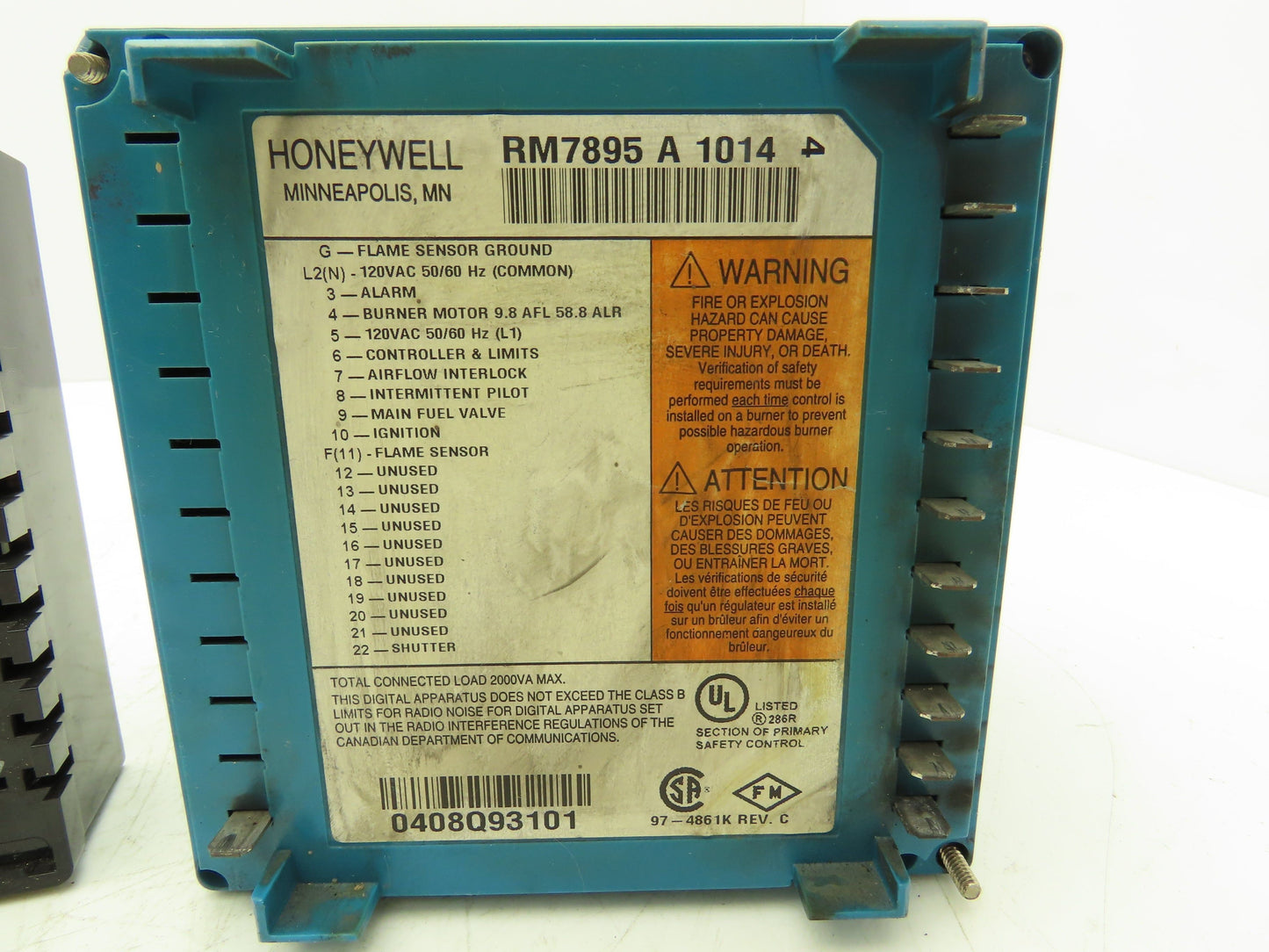 Honeywell RM7895 A 1014 Burner Control Purge Timer 10 Seconds Rev C