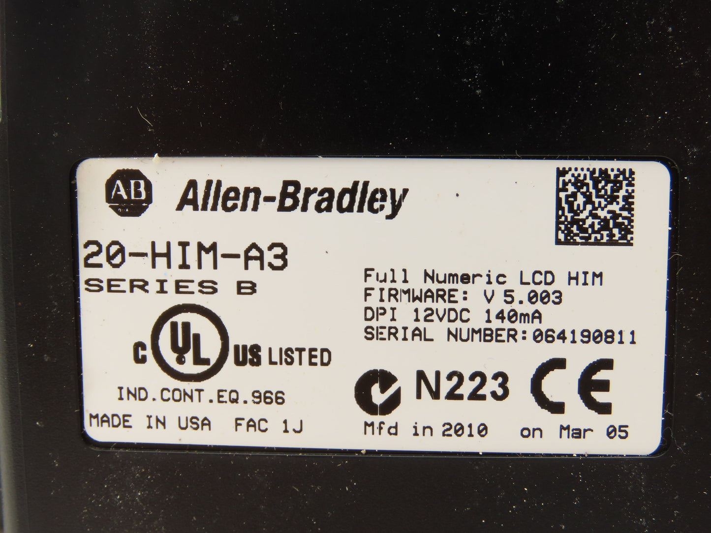 Allen Bradley 20AD3P4A0AYNNNC0 PowerFlex 70 Variable AC Drive VFD 2Hp 480V 3Ph