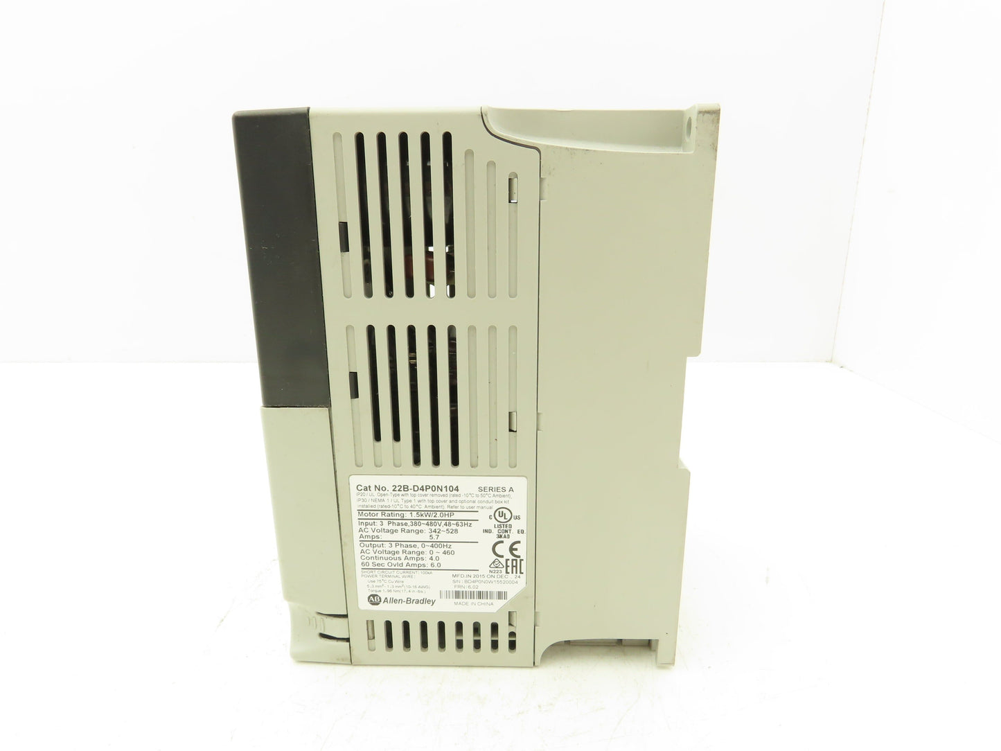 Allen Bradley 22B-D4P0N104 PowerFlex 40 VFD AC Drive 1.5kw 2Hp 480V 3Ph